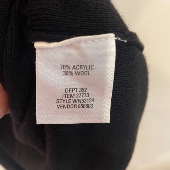 Nordstrom Long Black Wool Blend Open Cardigan Sweater MedTeacher Quiet Luxury - Picture 7 of 15